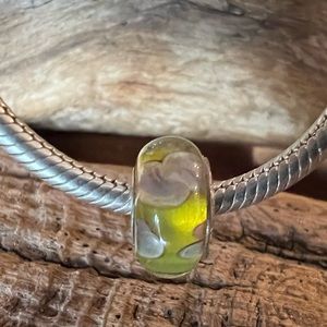 New Authentic Chamilia Charm- Sunrise Sunset Murano Bead Silver Yellow Clouds